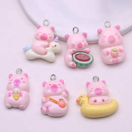 迷你小卡粉色猪猪宝贝钥匙扣可爱小号猪公仔笔袋挂件diy手工饰品