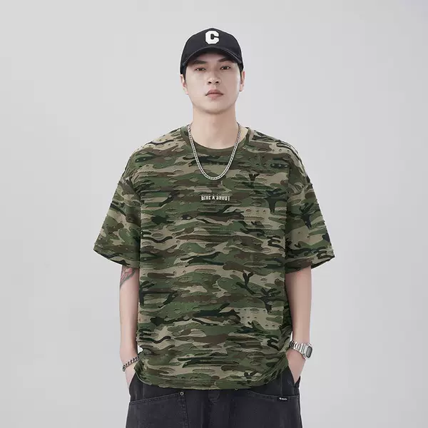 25-Year Summer New Model Men's Special Camouflage Jacquard 230g Fabric Fashion Wild Trendy Design American Style