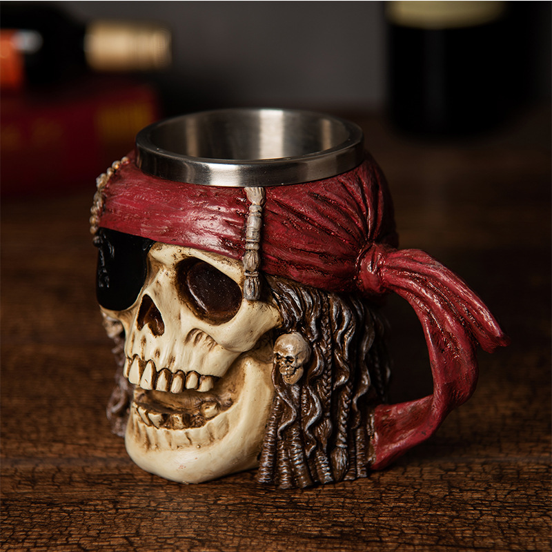 Piratas americanos del Caribe cráneo Barra de copa de vino personalizado vaso de cerveza taza creativa vidrio de vino extranjero taza grande