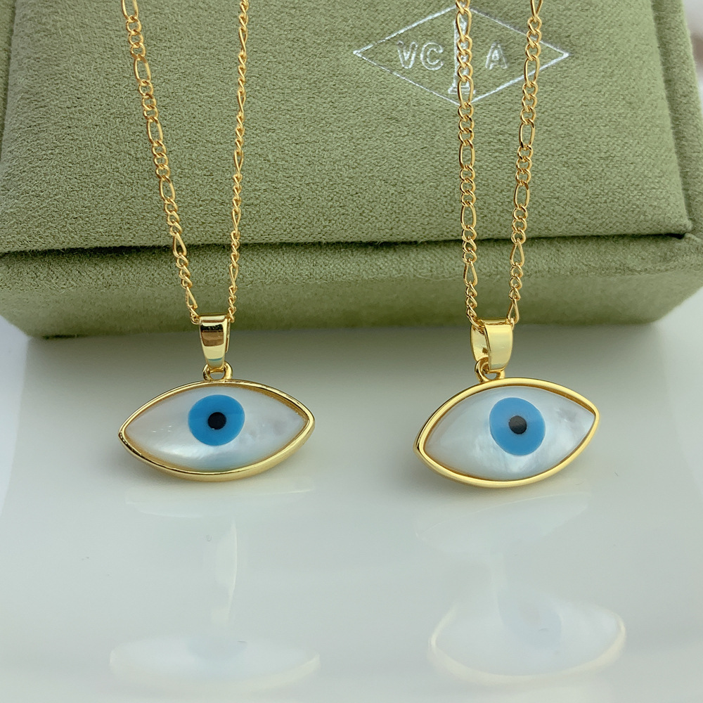 Fashion Devilu0027S Eye Copper Inlaid Shell Necklace 1 Piece