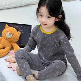 儿童秋衣秋裤两件套男女中大小童保暖德绒家居服打底睡衣内衣套装