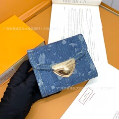 外贸原版牛仔钱包高品质女士包包真皮三折钱包零钱包高级感卡包
