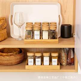 跨境竹制置物架厨房调味品整理架香料分格收纳架木质化妆品架
