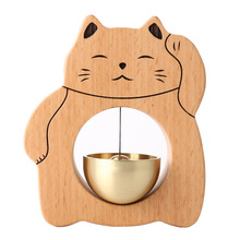 招财猫日式风铃 进门铃 手工风铃 实木进店门铃 复古铜铃