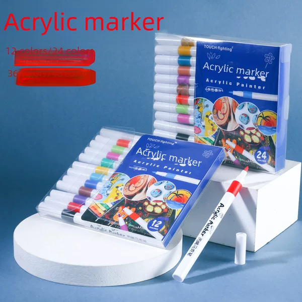 Net red creation acrylic marker water-based quick-drying cotton core acrylic pen ceramic painting waterproof pigment art watercolor pen