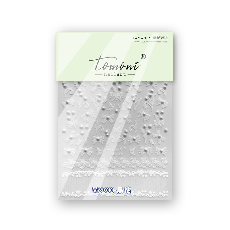 Pegatinas de uñas de diamante de cristal tomoni sin pérdida de cooperación pegatinas de uñas japonesas al por mayor blanco y negro Rosa MS300