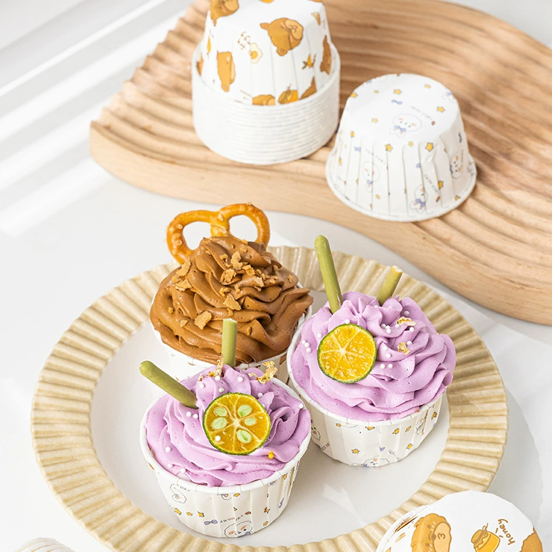 Печатные силиконовые формочки MeiDi Christmas Cupcake Cartoon Rolled-Edge Muffin Cups, термостойкие бумажные формочки для выпечки, упаковка 50