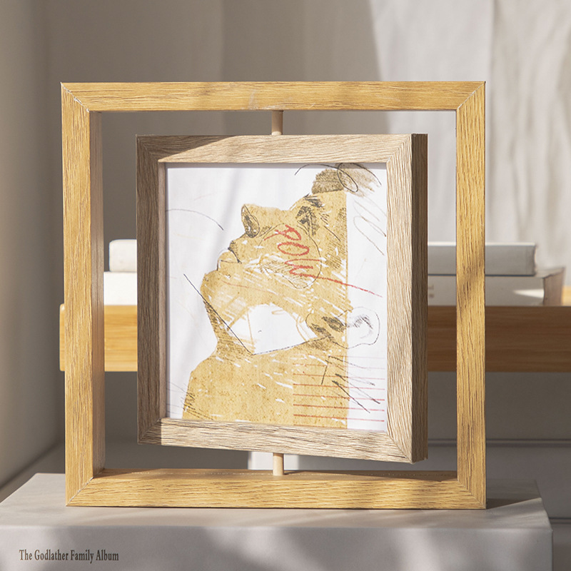 Creative photo frame table rotating Nordic plus Wash Photo 6-inch 7-inch double-sided desk photo frame batch album Frame