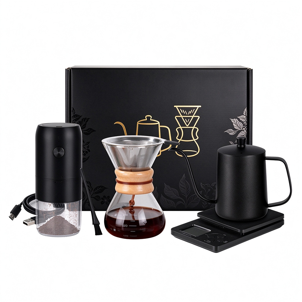 Juego de Café Eléctrico para Preparación Manual de Acero Inoxidable con Caja de Regalo image 9