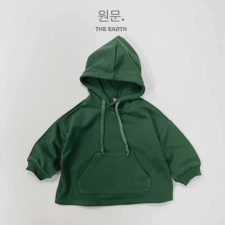 Korean clothing children's versatile autumn new item for boys and girls solid color plug-in pocket casual hooded long_voghion.com