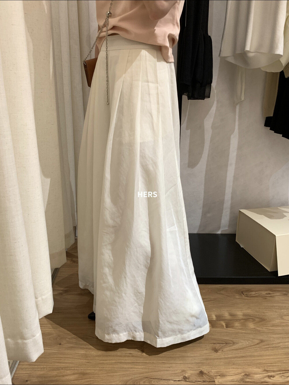 Quần culottes nữ ống rộng cạp cao thun lưng dáng suông phong cách Nhật — Thẻ hồng, màu trắng chi tiết 9