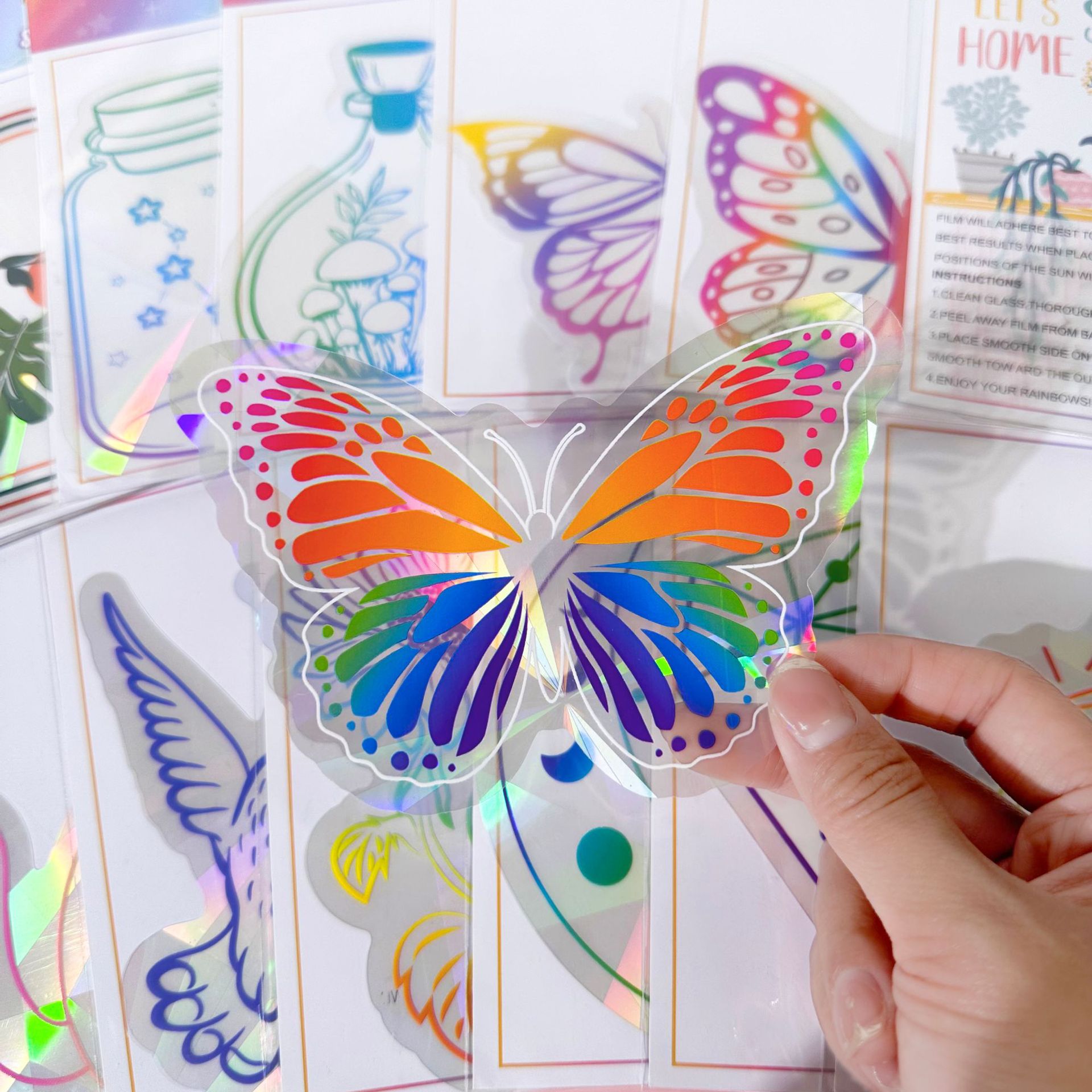 New Sunshine Catcher Colorful Anti Collision Glass Home Decoration with Adhesive Prism Laser Window Sticker_voghion.com