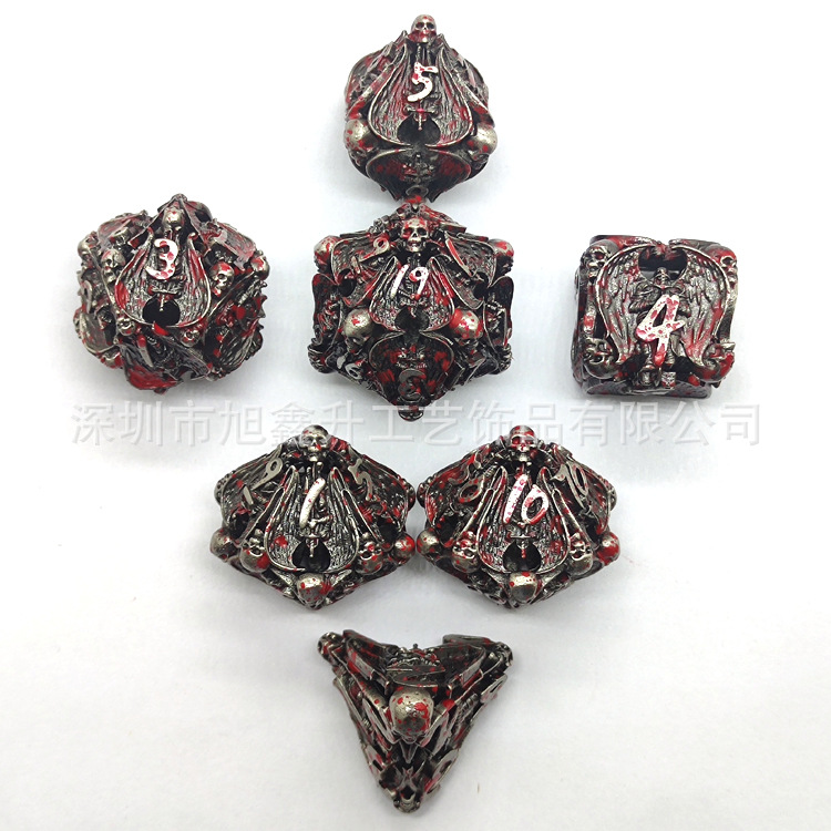 Transfronterizo nuevo metal hueco yihadista Ángel dados DND csulu corriendo grupo juego de mesa de 7 piezas multi-Cara dados al por mayor
