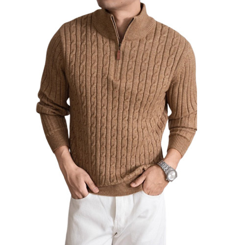 Explosiones transfronterizas de tamaño europeo medio cremallera jersey de hilado suéter hombre viejo viento de negocios otoño invierno fábrica al por mayor