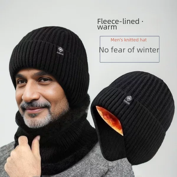 Winter Warm Hat Cross-Border Men's Knitted Hat Middle-Aged and Elderly Dad and Elderly Hat Plus Velvet Thickened Ear Protection Woolen Hat