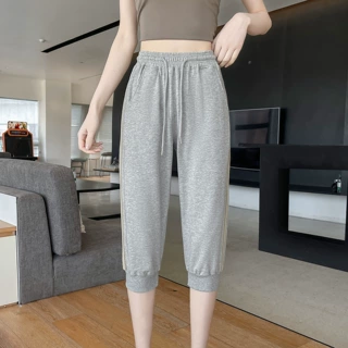 95%棉 七分裤女夏季外穿薄款2025休闲裤女运动裤宽松跑步健身短裤