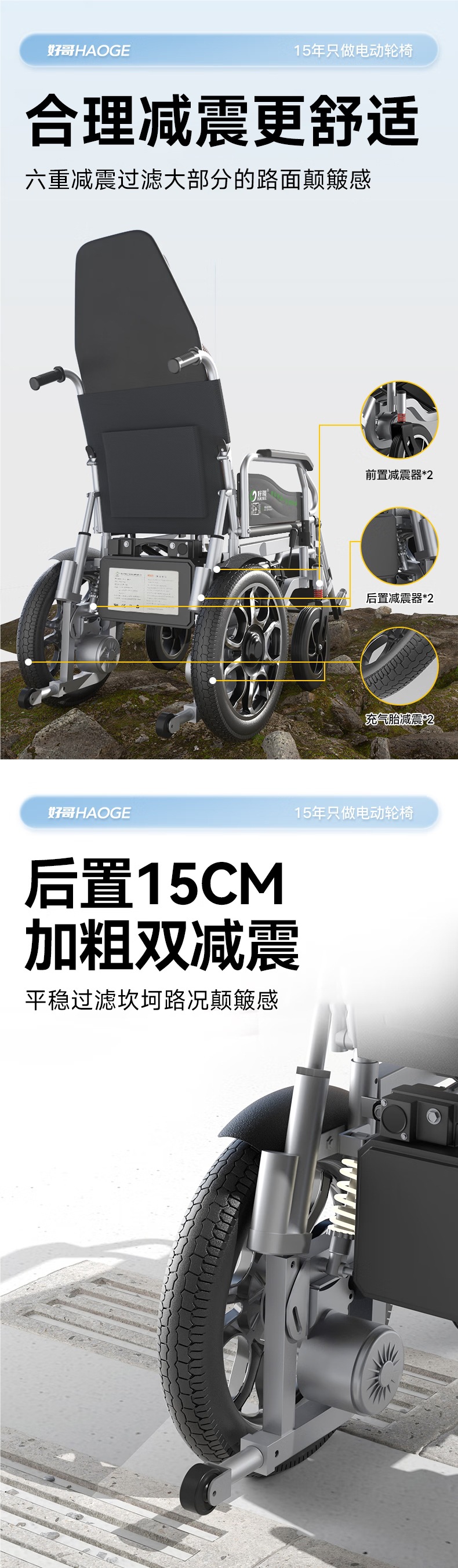 Haoge Electric Wheelchair Intelligent Fully Automatic Portable Folding Lightweight Elderly Scooter for the Elderly and Disabled