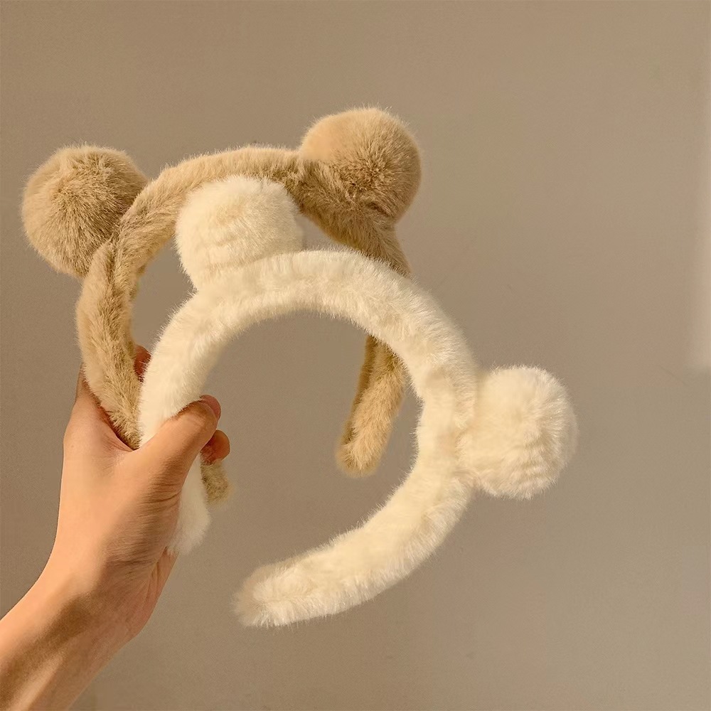 Otoño e Invierno lindo oso de peluche diadema oreja dibujos animados no duele diadema pelo roto máscara de pelo clip de pelo accesorios para el cabello