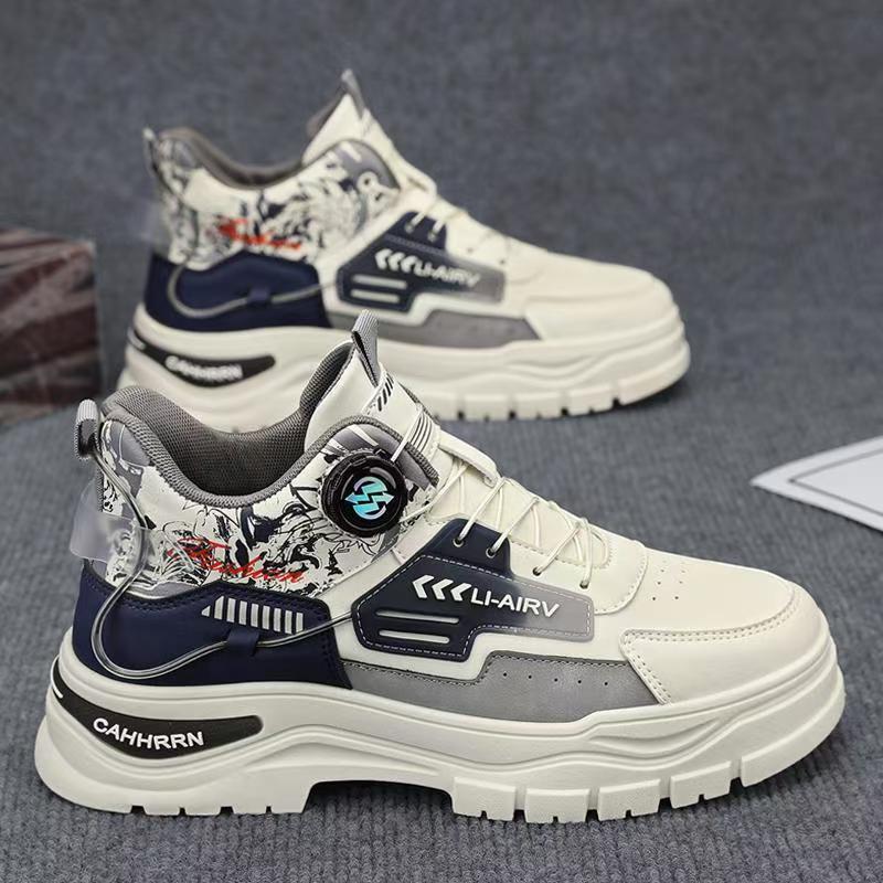 Zapatos de hombre de invierno juvenil impermeable, desgaste, antideslizante, herramientas casuales con botón giratorio, botas Martin