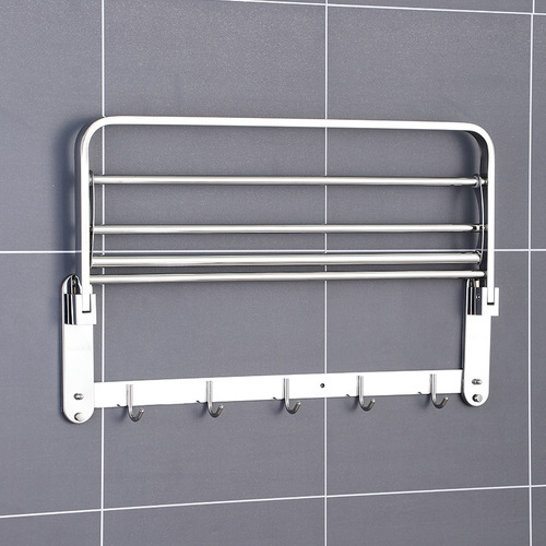 Cross-border 304 stainless steel towel rack hotel engineering bathroom towel rack folding bathroom storage rack storage rack