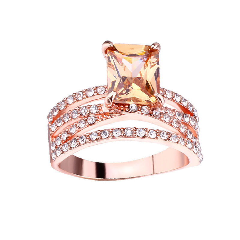 Wedding Occasion Glam Square Alloy Plating Inlay Artificial Gemstones Women's Rings