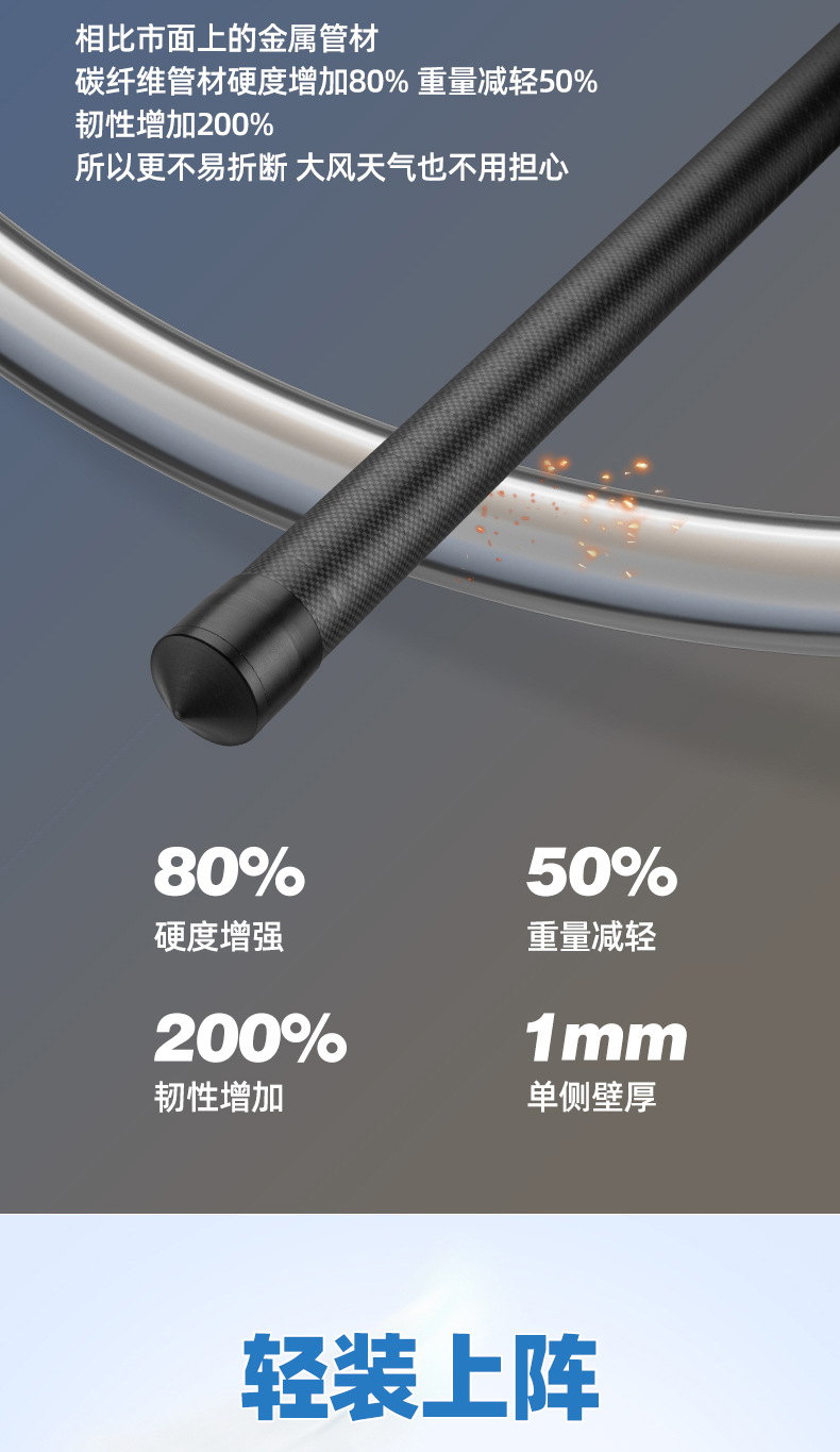 Imported carbon fiber canopy support pole outdoor camping big tent accessories tent pole sunshade telescopic positioning shed pole
