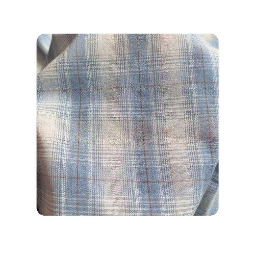 Yarn-dyed plaid cloth lazy style retro long-sleeved blue plaid shirt design loose casual clothing fabric