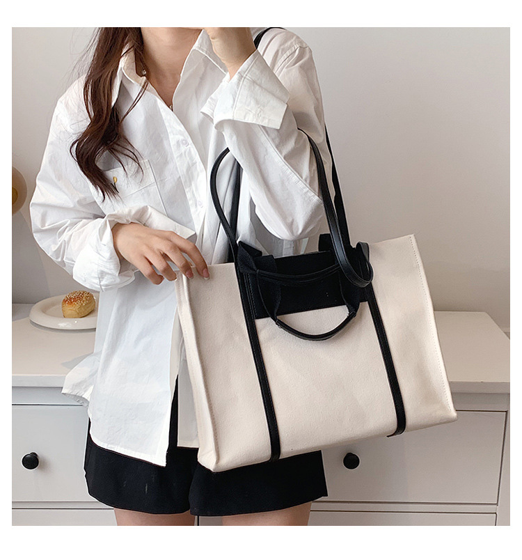Borsa di tela borsa a tracolla a contrasto di grande capacità all'ingrosso 2023 nuova borsa tote bag alla moda transfrontaliera_voghion.com