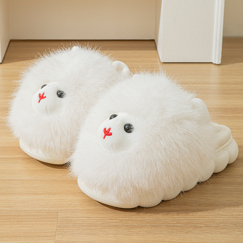 2024 New Winter Cotton Slippers Women's Home Cute Student Dormitory Thick Bottom Warm Cotton Shoes Alpaca Cartoon