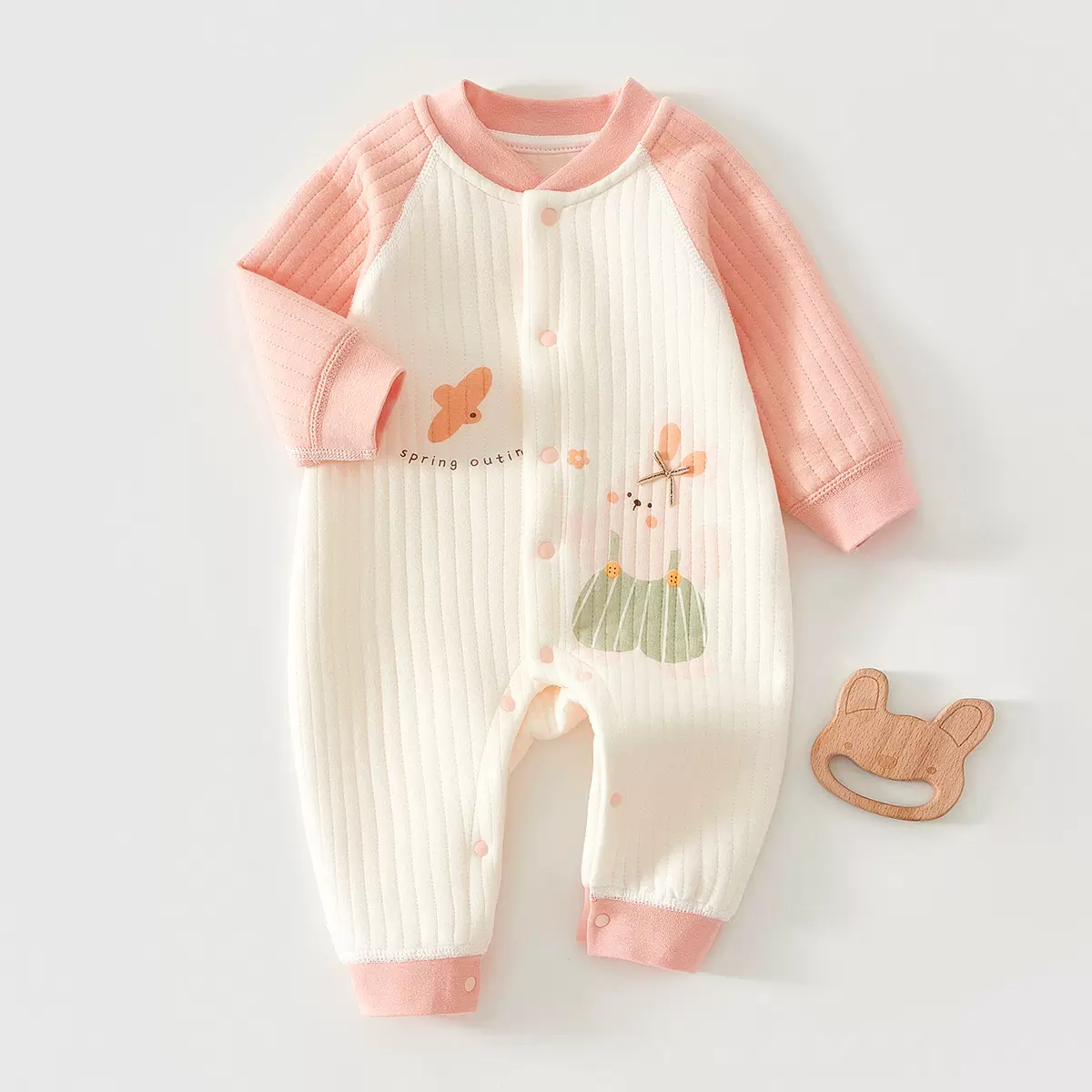 新生婴儿连体衣三层夹丝棉秋冬季保暖居家服宝宝睡衣哈衣爬服外出