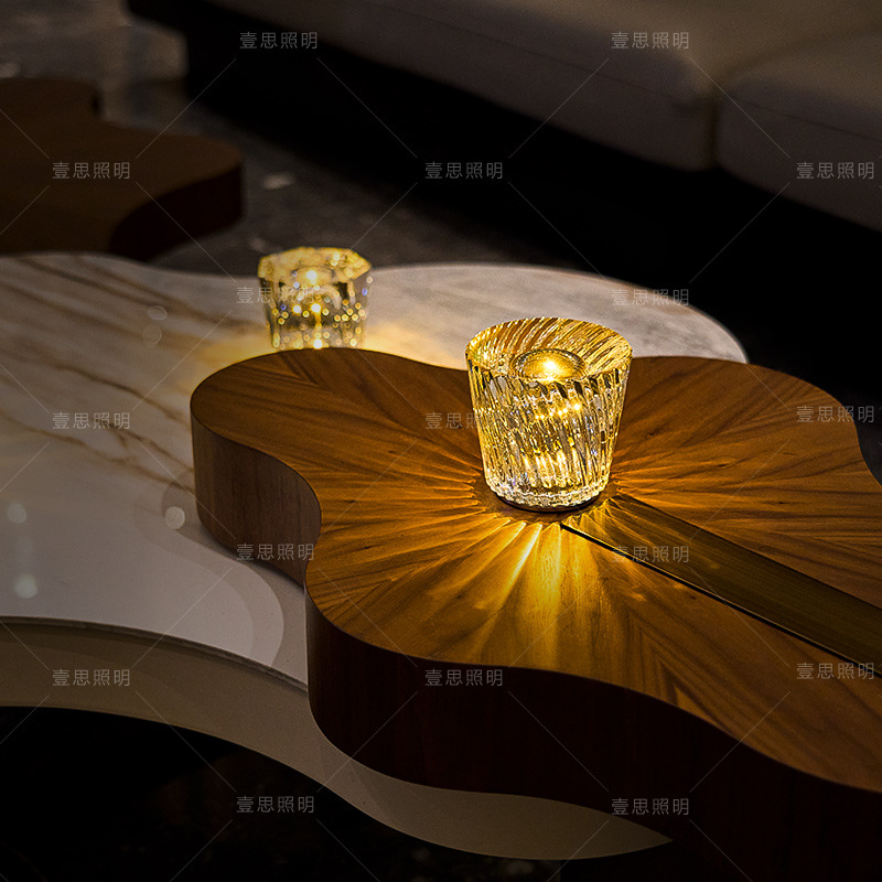 日本式アンビエンテック水晶携帯無線夜灯バー雰囲気テーブルランプ充電屋外レストラン電気スタンド