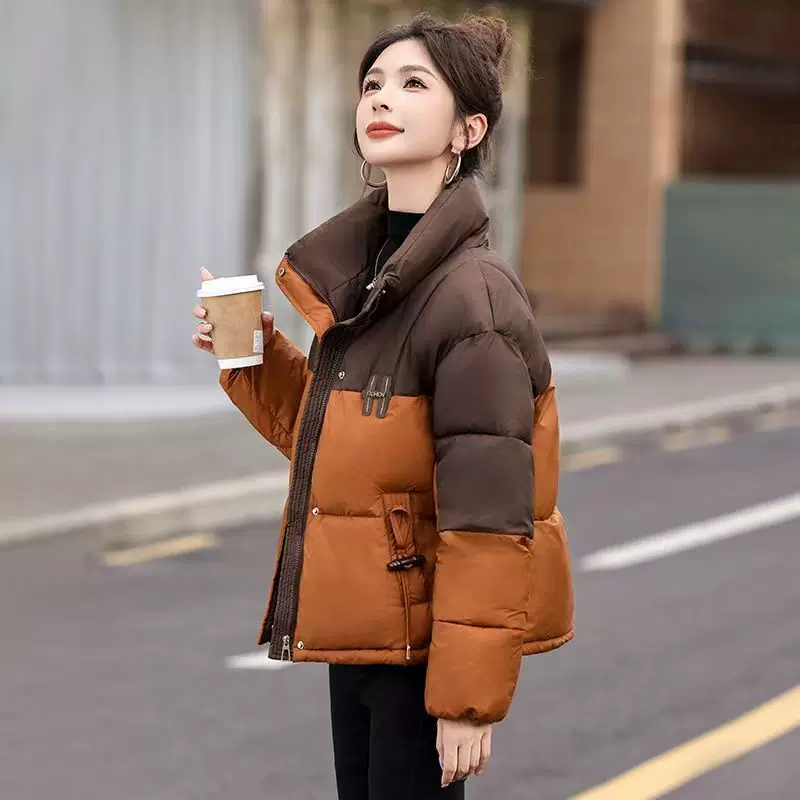 短款棉服女2025冬季新款小个子洋气显瘦棉袄时尚撞色加厚保暖棉衣