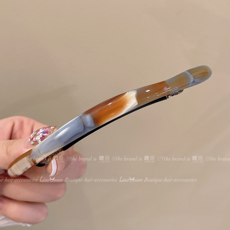 简约醋酸一字发夹女高级感2025新款韩系百搭弹簧夹侧边夹发卡发饰|undefined