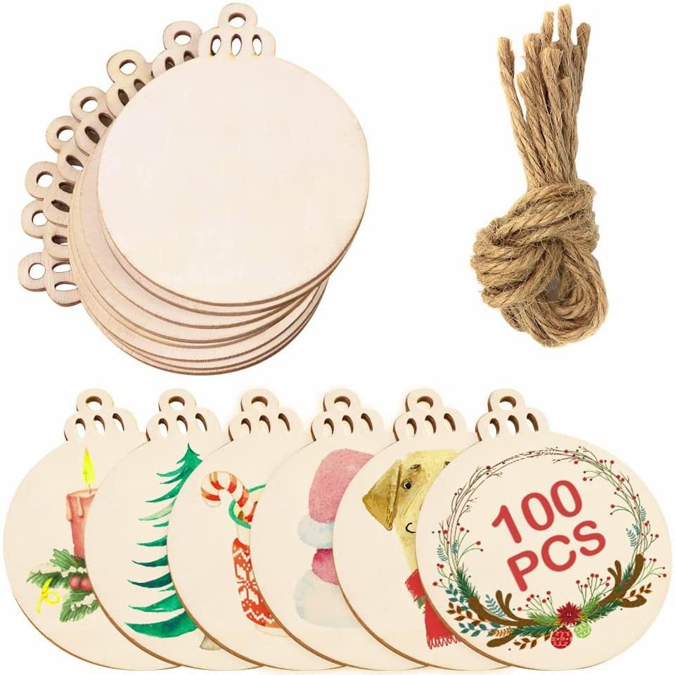 Colgante de Navidad colgante de decoración para el hogar artesanía de madera madera piezas de árbol de Navidad props regalos de vacaciones dibujados a mano