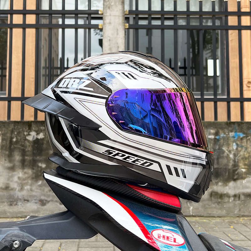 Casco de Motocicleta Certificado ORZ3c para Hombre y Mujer, Casco Integral de Doble Lente, Alerón Trasero Personalizado de Verano, Estilo Semi-Integral con Bluetooth