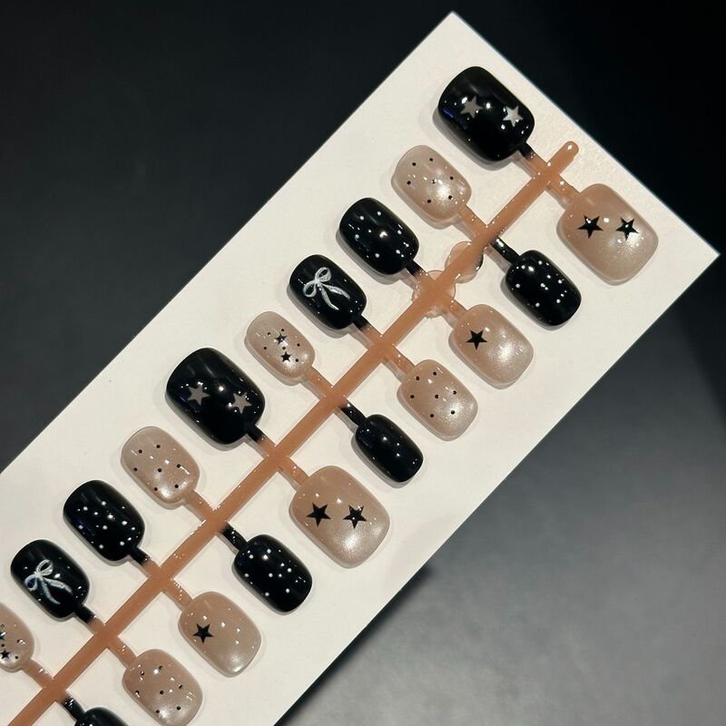 Cat Eye Manicure Bow Star Bean Ins Style Hand-Painted Short Cat Eye Handmade Wearable Manicure Patch