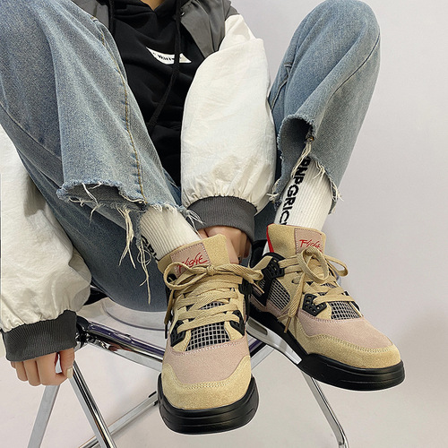 chic Hong Kong style retro coffee color air cushion sneakers for women ins trend  new national trend niche running shoes for men