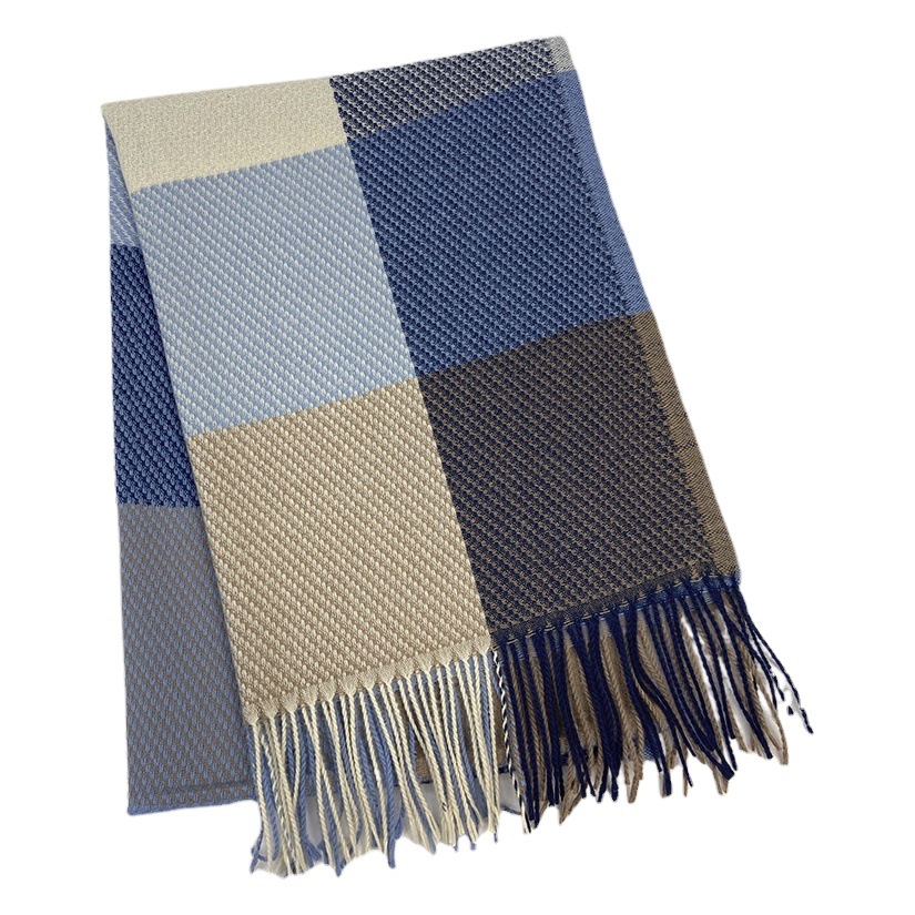 Otoño e Invierno nueva bufanda a cuadros moda femenina todo a juego Corea del Sur estudiante pareja chal Cachemira borla bufanda al por mayor