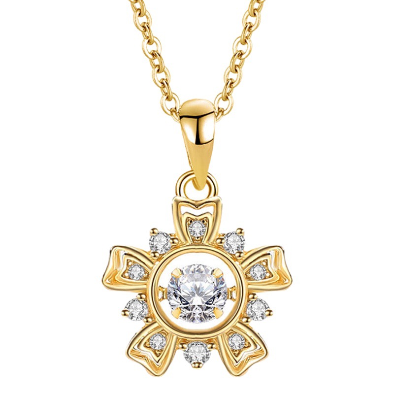 Estilo coreano girasol collar de plata esterlina las mujeres s925 transmisión en vivo inteligente ZIRCON flor Navidad Día San Valentín