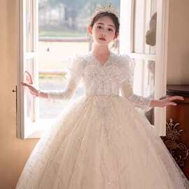 女童礼服轻奢小众高端花童婚礼小女孩公主裙主持人钢琴演奏演出服