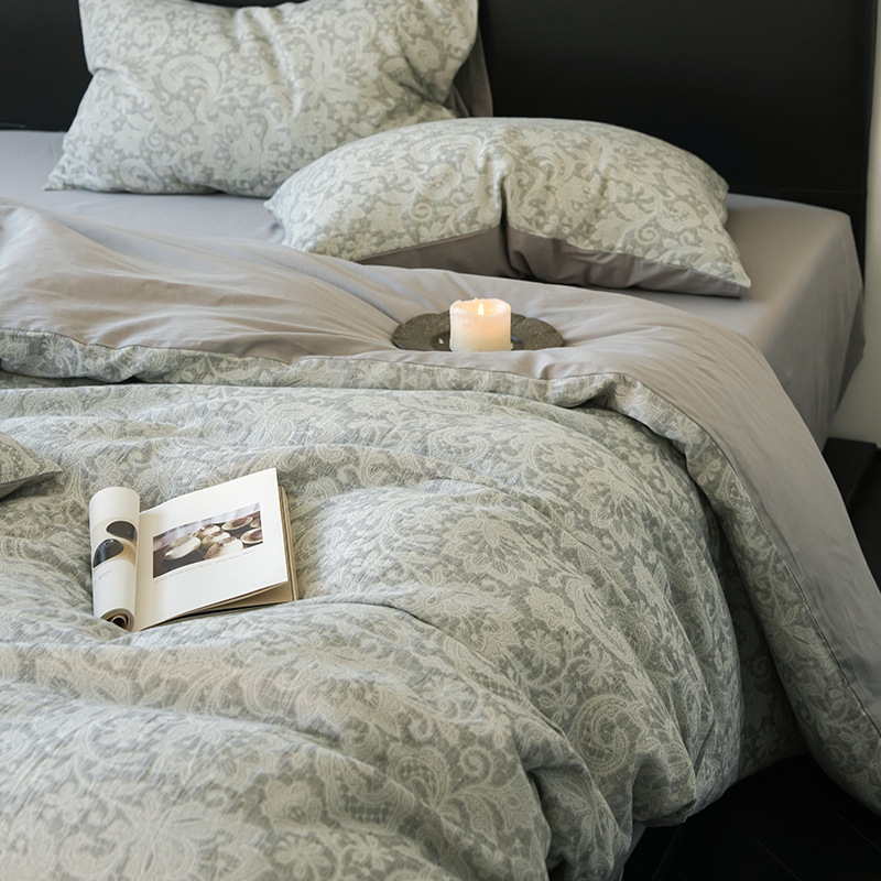 Cama de algodón de tres capas de hilo 100 colcha de algodón completa sábanas de cama de dormitorio de estudiantes de tres piezas 4