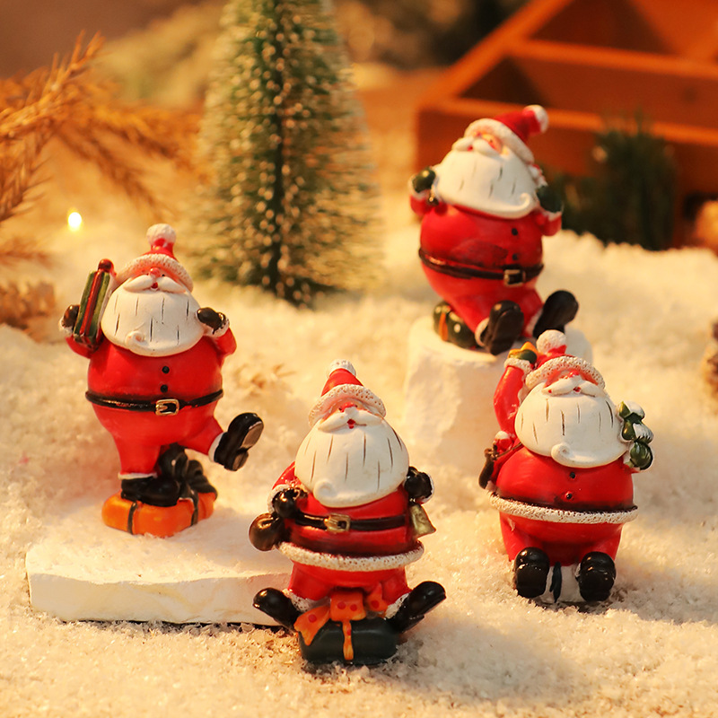 クリエイティブ雪だるまサンタクロースデスクトップクリスマス装飾小物ミニクリスマスシーン配置撮影小道具|undefined