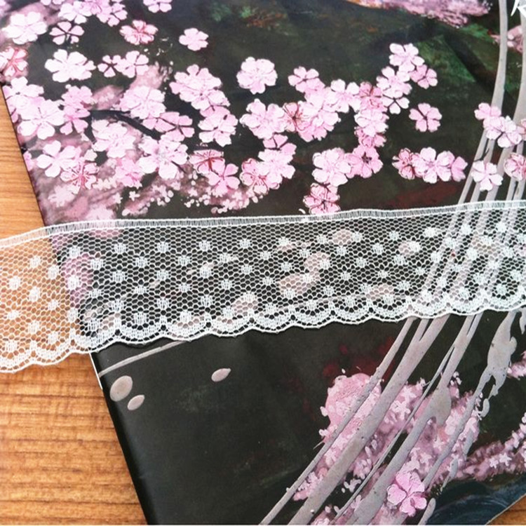 现货批发3.3CM黑白色608#雪花型波浪边diy无弹力蕾丝花边400码/卷