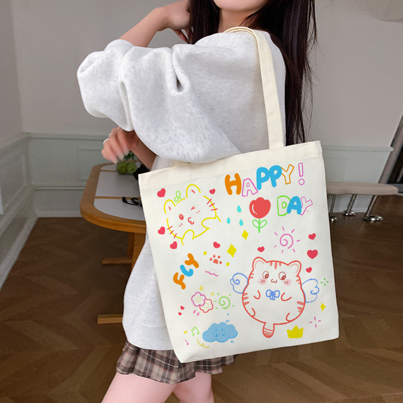 행복한 고양이 (지퍼 없음, 내부 가방 없음)