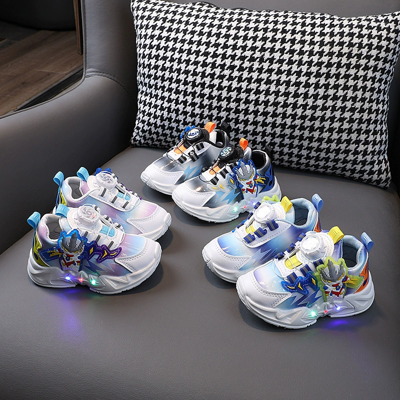 Мультяшная детская обувь От 1 до 6 лет кроссовки для 3 мальчиков с вращающейся пряжкой кроссовки для девочек обувь для малышей Модная