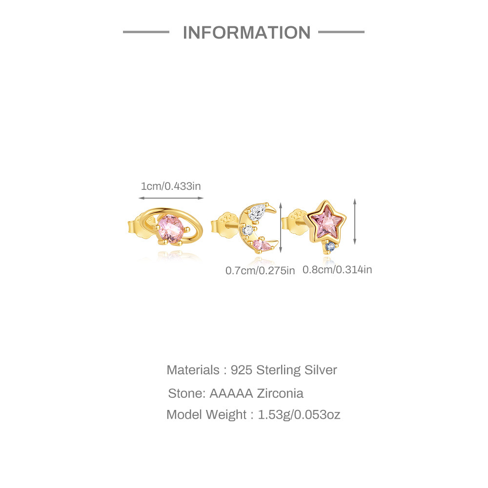Zircon Inlay Material Small Stud Earrings Classification 1 Set 925 Sterling Silver Star Zircon Small Stud Earrings