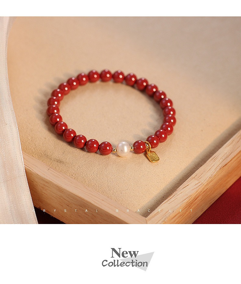 Natural pearl Blessing brand cinnabar bracelet for women, a niche purple gold sand bead bracelet, original and high-end style, imperial sand bracelet 478 undefined