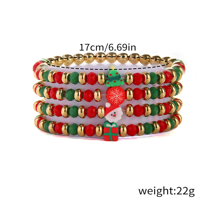 30g Weight Alloy Pendant Material Bracelets Classification soft clay Chain Material Beaded Chain Chain Type 1 Set Quantity Daily Occasion Alloy, soft clay Material Christmas Festival Christmas Tree, Santa Claus, Snowflake Pattern Women's Gender Simple Style Style Simple Style Christmas Tree Santa Claus Snowflake Alloy Soft Clay Beaded Chain Beaded Bracelets Wholesale 6
