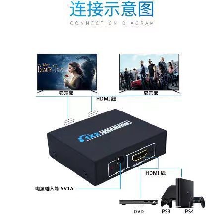 Hdmiの分周器の1分の2テレビの分周器のゲームの変換器の切換器の60hzの1進の2出|undefined