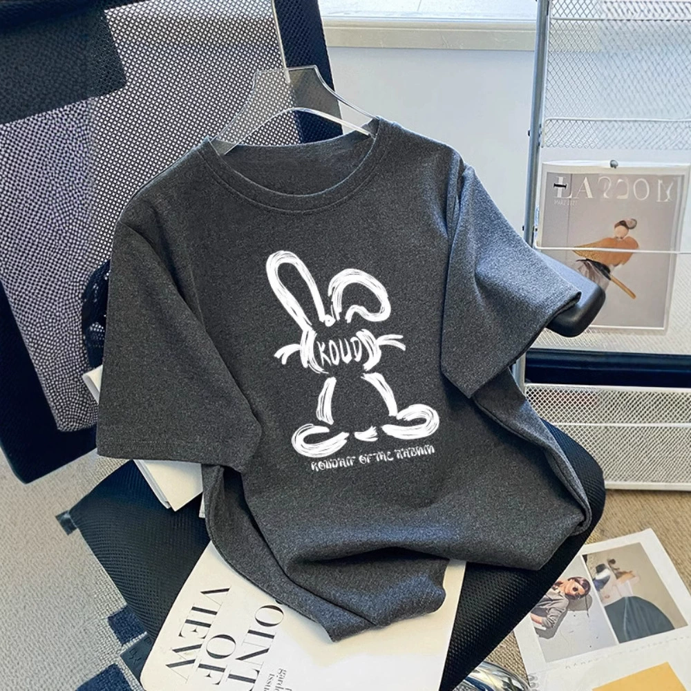 Большая версия в европейском стиле, ранняя весна 2023, новый топ с короткими рукавами и матовым кроликом, свободная женская футболка большого размера с короткими рукавами, лето